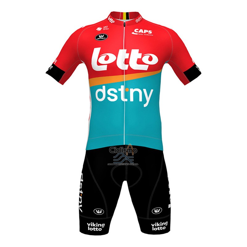 Lotto Dstny Ropa Ciclismo Culotte Corto 2023 Mangas Cortas Rojo Azur2